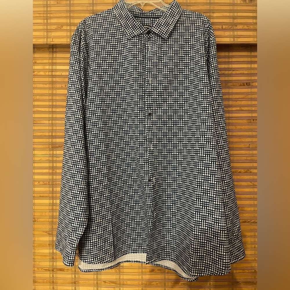 Karl Lagerfeld Navy and White Patterned Shirt Size XXL